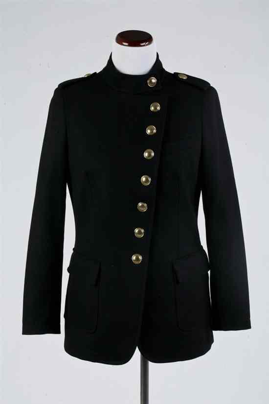 Appraisal: ETRO BLACK WOOL MILITARY JACKET WITH BRASS BUTTONS Size Silk