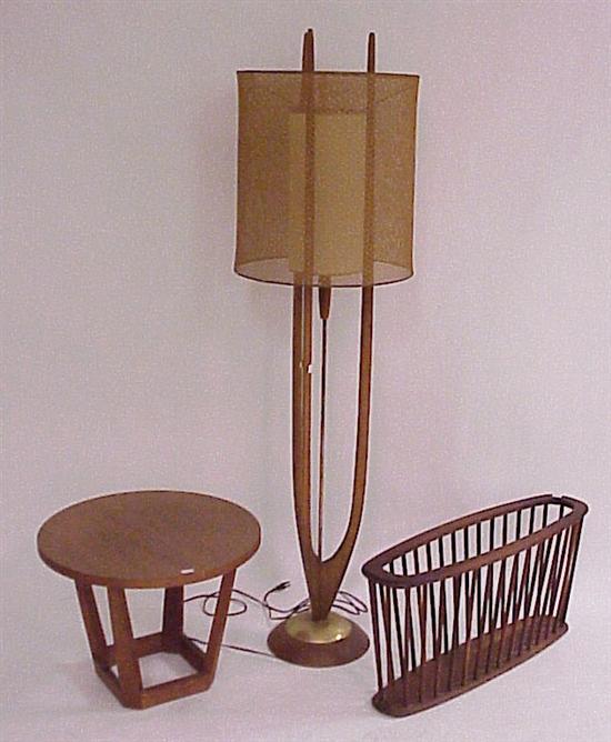 Appraisal: Three pieces of modern furniture Mid century floor lamp spindle