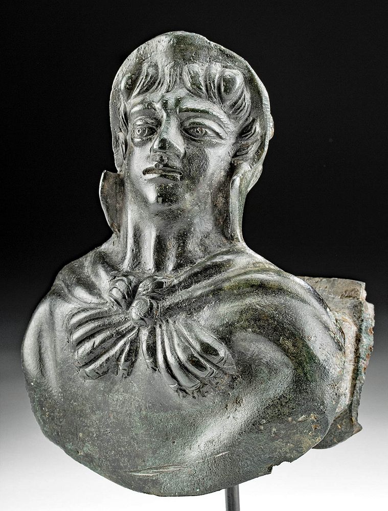 Appraisal: Roman Bronze Herakles Attachment ex-Royal Athena Originally Listed At Roman