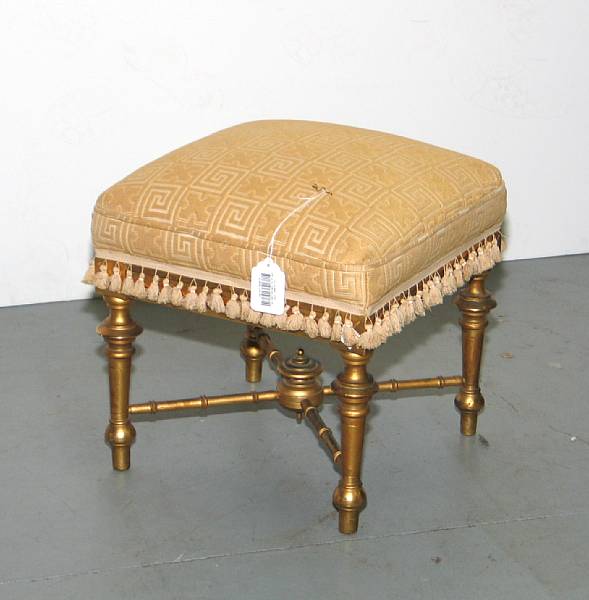 Appraisal: Regency style giltwood stool mid th century height in width