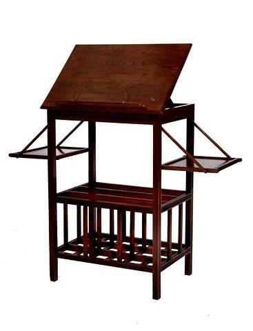 Appraisal: AN ARTS AND CRAFTS MAHOGANY READING TABLE CUM JOURNAL STAND