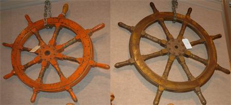 Appraisal: Two Wood Ship Wheels Estimate nbsp nbsp nbsp - nbsp