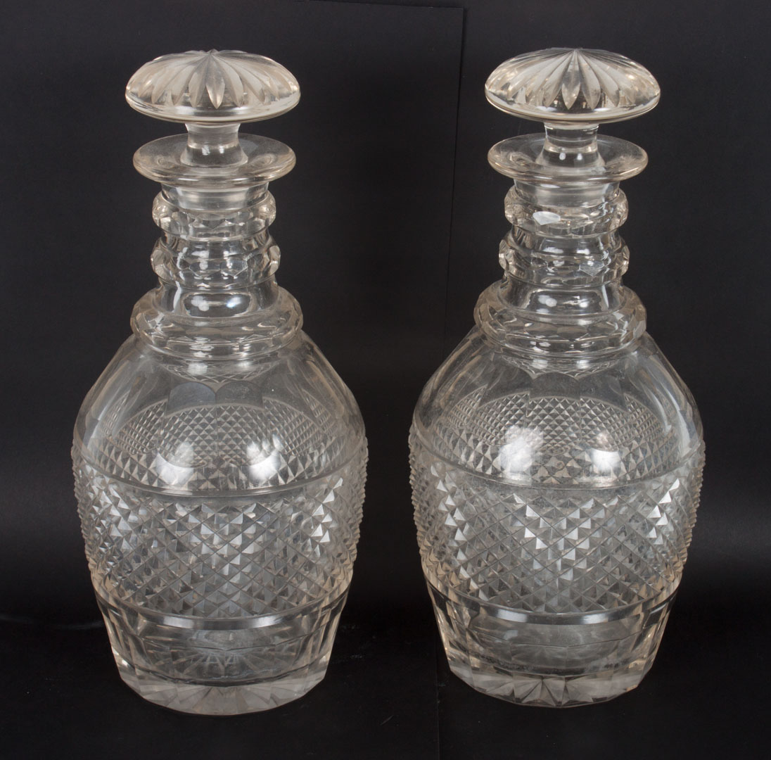 Appraisal: Pair or Anglo-Irish cut glass decanters first quarter- th century