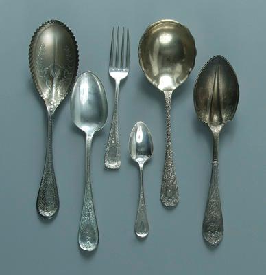 Appraisal: pieces sterling flatware arabesque style decoration four spoons Gorham Hindostanee