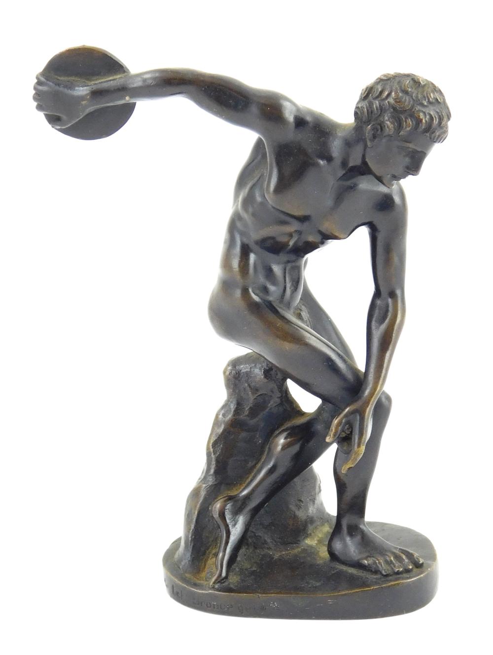 Appraisal: Bronze discus thrower signed Oskar Gladenbeck G m b H