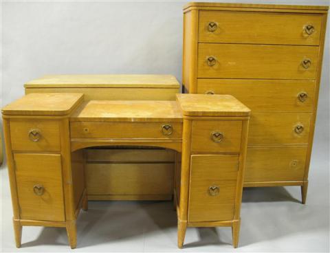 Appraisal: DANISH MODERN STYLE CHEST DRAWERS AND VANITY th century the