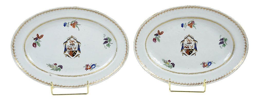 Appraisal: Pair Chinese Export Armorial Oval Platters late th century each