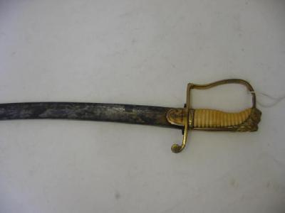 Appraisal: A BRITISH NAVAL SABRE pattern the gilt metal hilt with