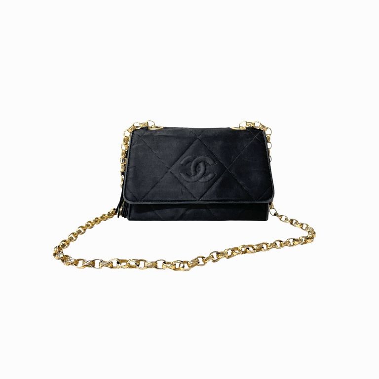 Appraisal: Vintage Chanel Charcoal Black Suede Leather Purse Vintage Chanel Charcoal