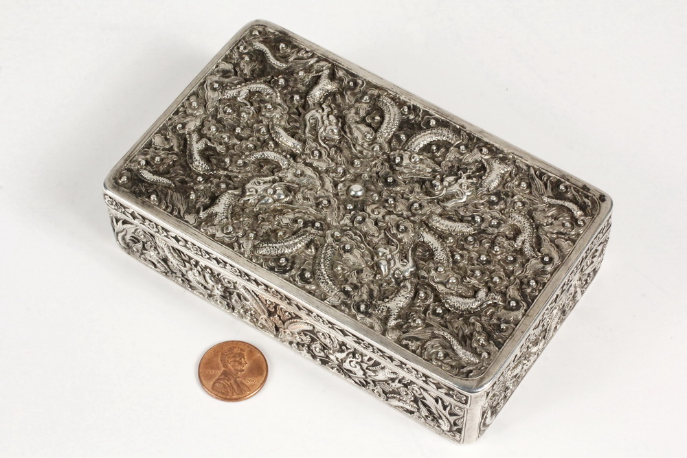 Appraisal: IMPORTANT CHINESE SILVER BOX - Finely Repoussed Keepsake Box with