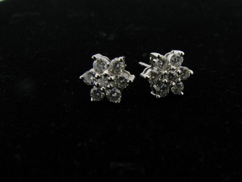 Appraisal: A Pair of K WG Diamond Cluster Earrings TDW from