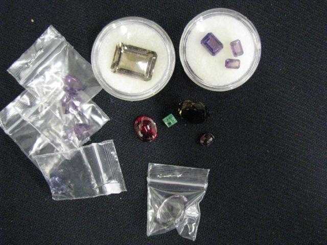 Appraisal: Gemstone Lot amethyst emerald smoky topaz synthetic Alexandrite more