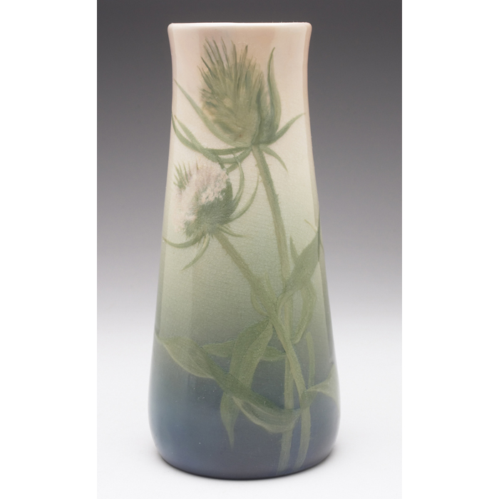 Appraisal: Rookwood vase Iris glaze thistle design executed by Lenore Asbury