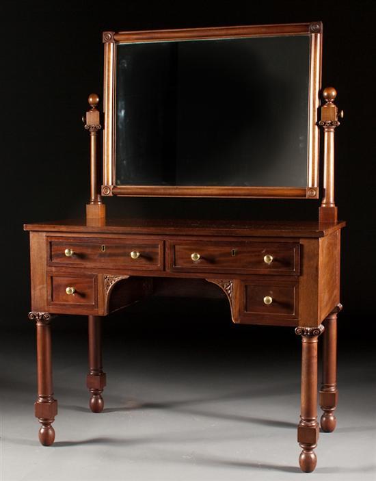 Appraisal: American Classical Revival style walnut dressing table with mirrored upright