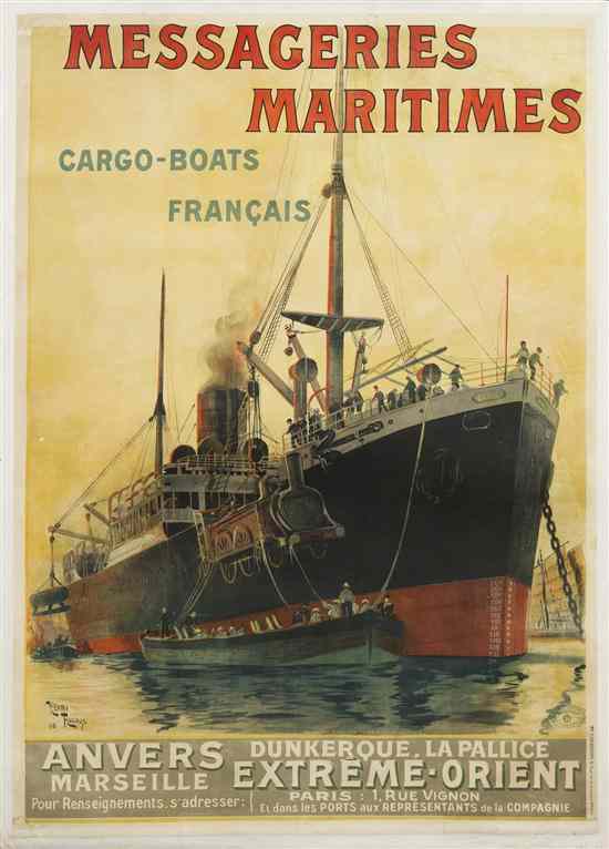 Appraisal: Henri Edmond Rudaux French - Messageries Maritimes Cargo-Boats Francais poster