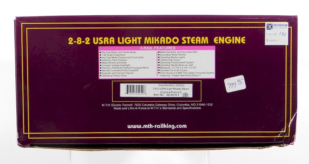 Appraisal: MTH Great Northern USRA Light Mekado O Train United States