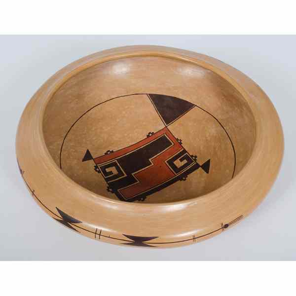 Appraisal: Rachel Sahmie Hopi Bowl deep bowl with sharp curved rim