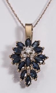 Appraisal: Sapphire diamond k pendant necklace l Sapphire diamond and k