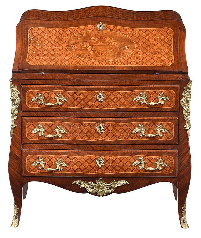 Appraisal: Louis XV Style Inlaid Bronze Mounted Desk French th century