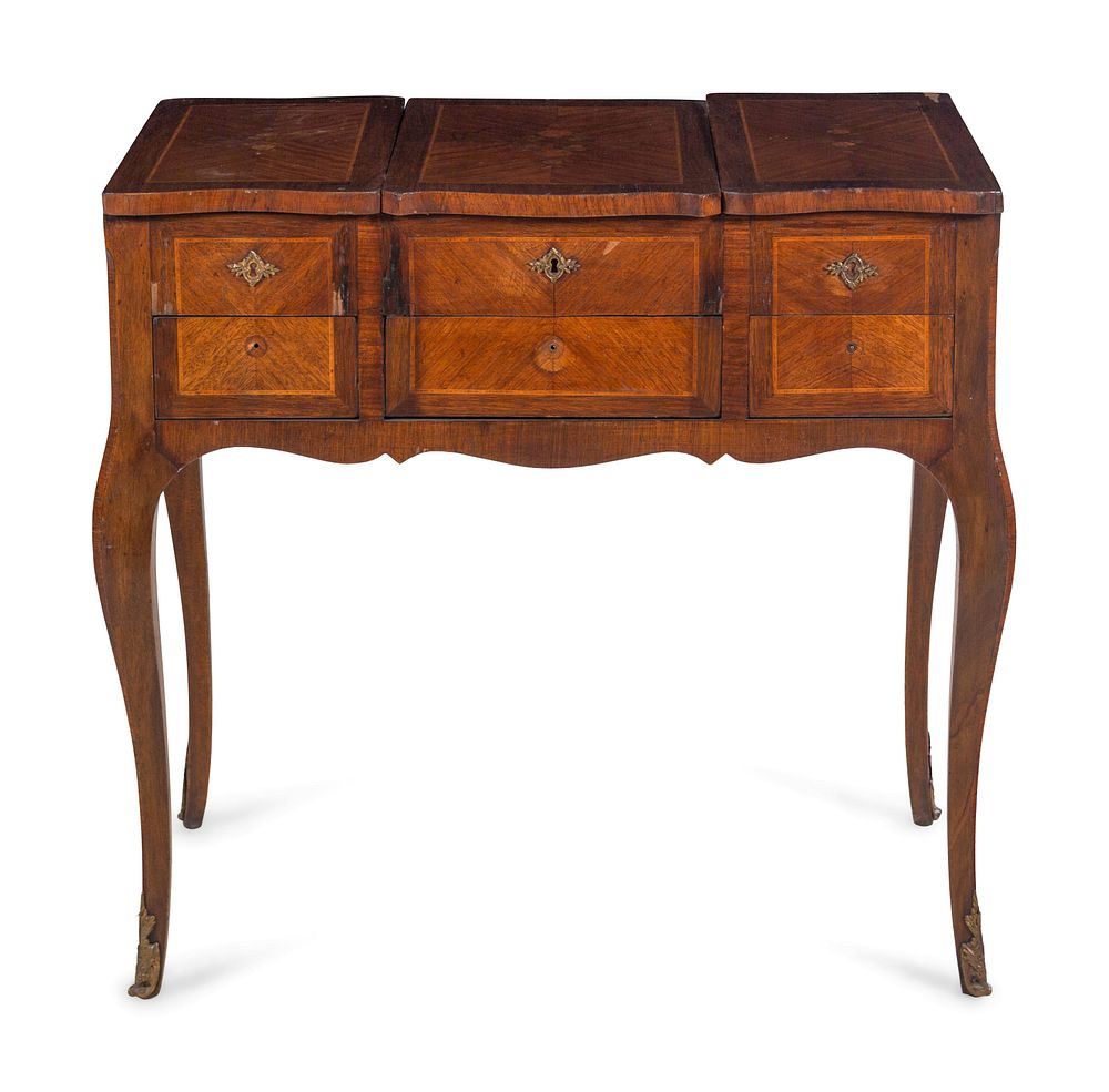 Appraisal: A Louis XV Style Inlaid Walnut Poudreuse A Louis XV