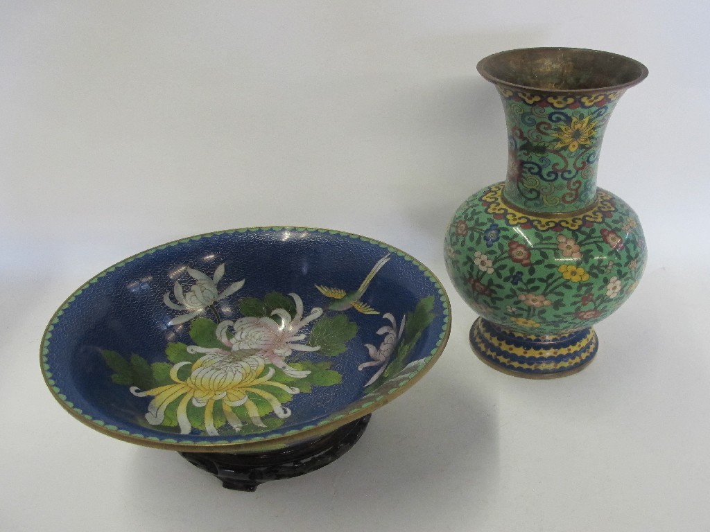 Appraisal: Cloisonne vase and bowl