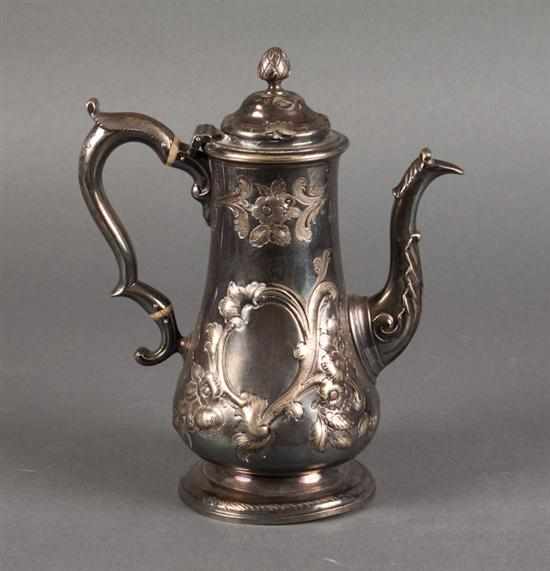 Appraisal: English Sheffield silver repousse teapot th century maker's mark ''GR''