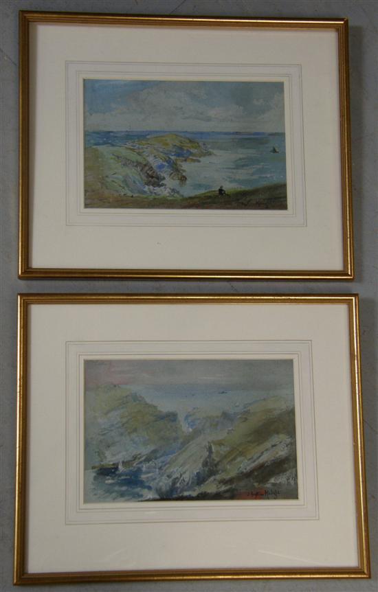 Appraisal: John William Buxton Knight pair of watercolours Cornish coastal landscapes