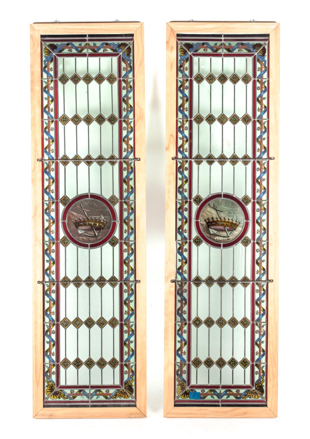 Appraisal: Pr of Victorian leaded stained glass window panels late th