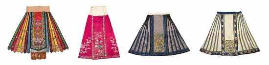 Appraisal: A Collection of Chinese Embroidered Silk Skirts comprised of a