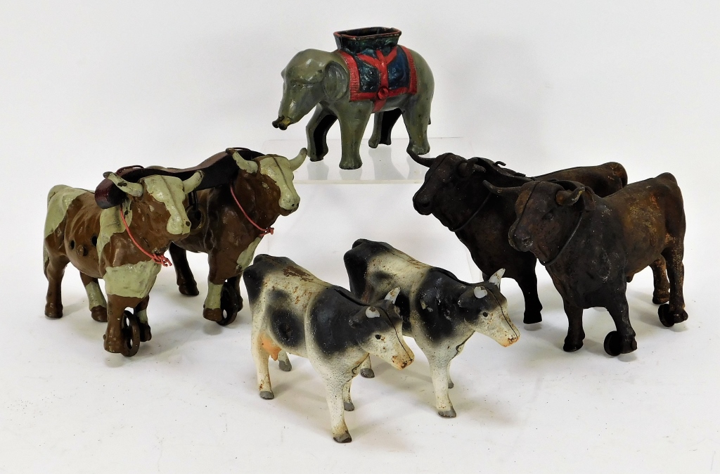 Appraisal: PC AMERICAN CAST IRON ANIMAL BANK AND TOY GROUP United