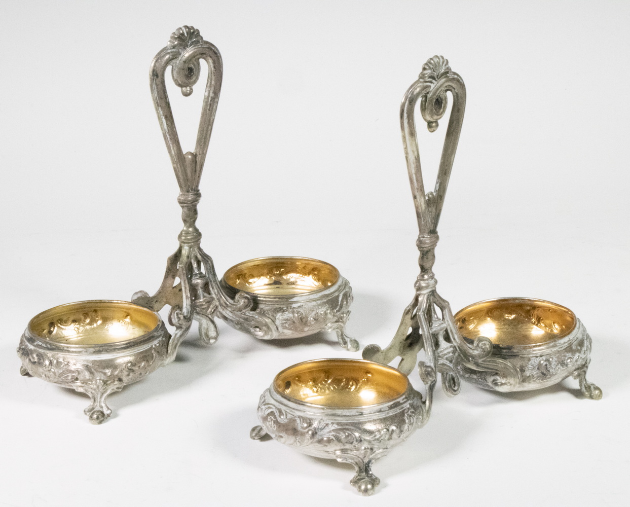 Appraisal: PR AUSTRIAN SILVER DOUBLE SALT CELLARS Pair of Late th