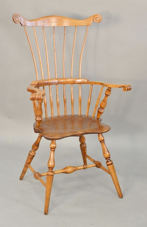 Appraisal: Virginia Craftsman Windsor fan back knuckle armchair Virginia Craftsman Windsor