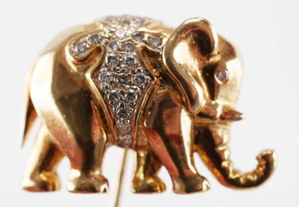 Appraisal: Elephant stick pin brooch with diamond Elephant measures approx wide