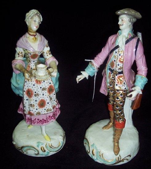 Appraisal: A pair of Samson figures of a lady and sporting