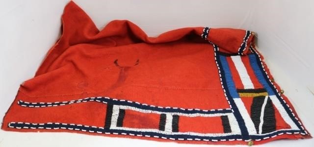 Appraisal: TH C CROW BEADED SADDLE BLANKET RED TRADEMATERIAL OLD SOTHEBY'S