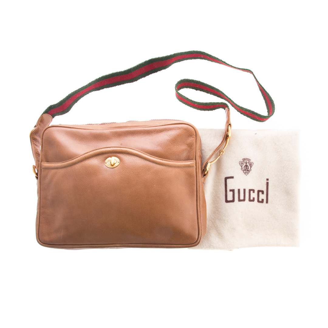 Appraisal: A Vintage Gucci Crossbody Bag In a soft camel color