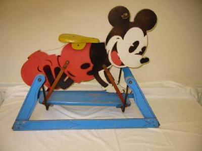 Appraisal: A pre war Mickey Mouse rocking horse painted wood construction