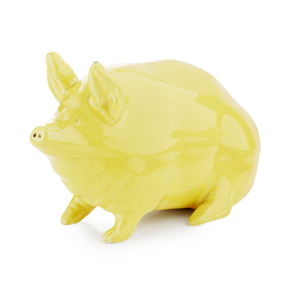 Appraisal: A SMALL WEMYSS WARE PIG CIRCA covered in a yellow