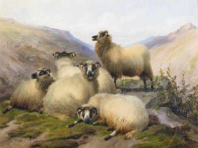 Appraisal: Thomas Sidney Cooper - Sheep in a highland landscape Signed