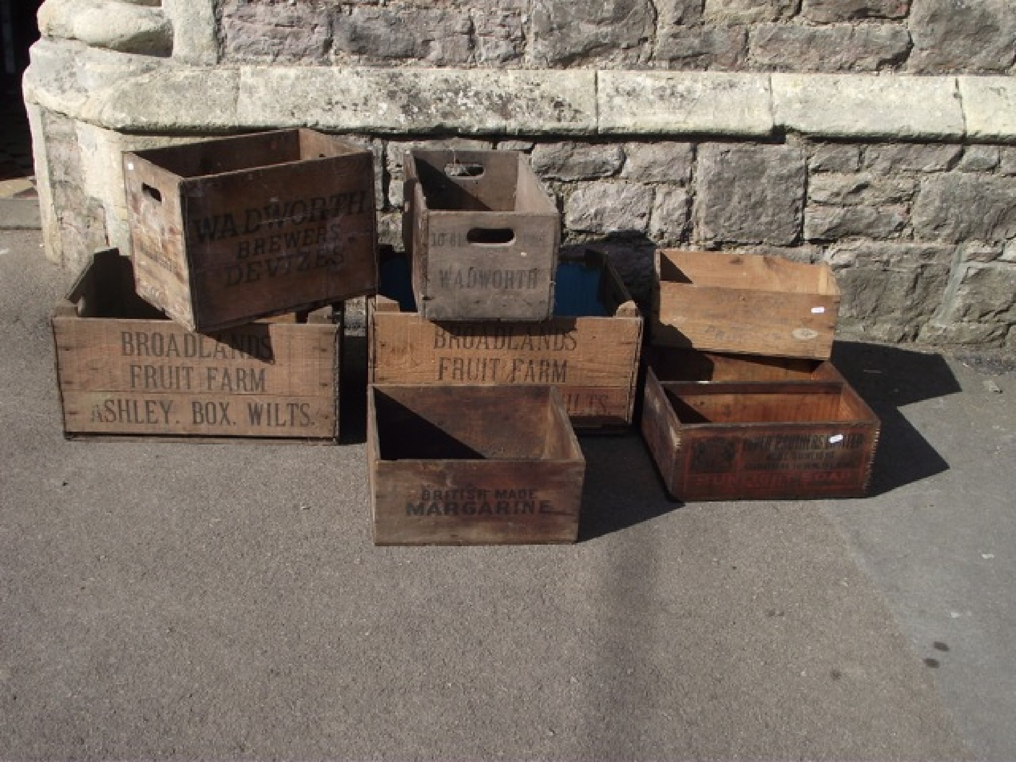 Appraisal: One lot of vintage wooden crates of varying size with