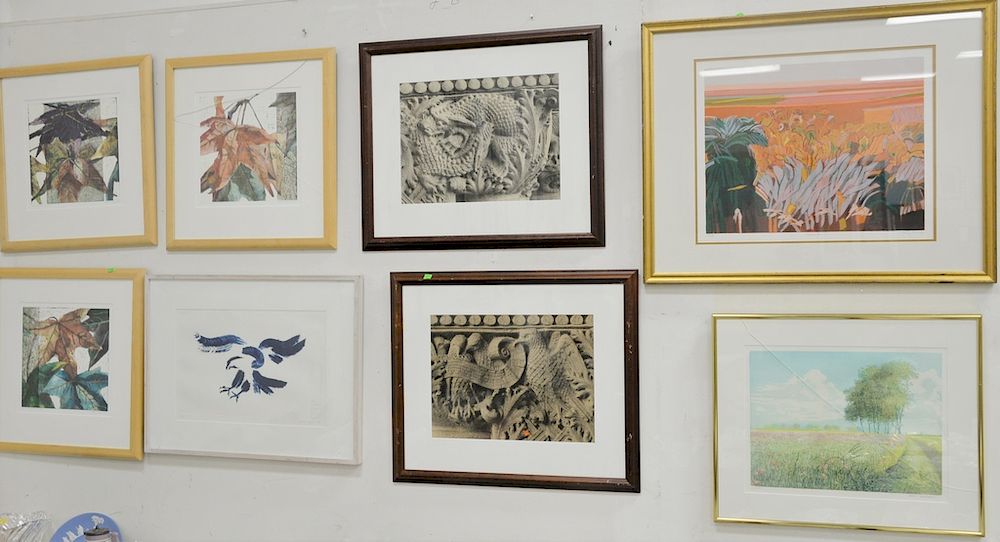 Appraisal: Group of fifteen framed contemporary lithographs engravings to include three