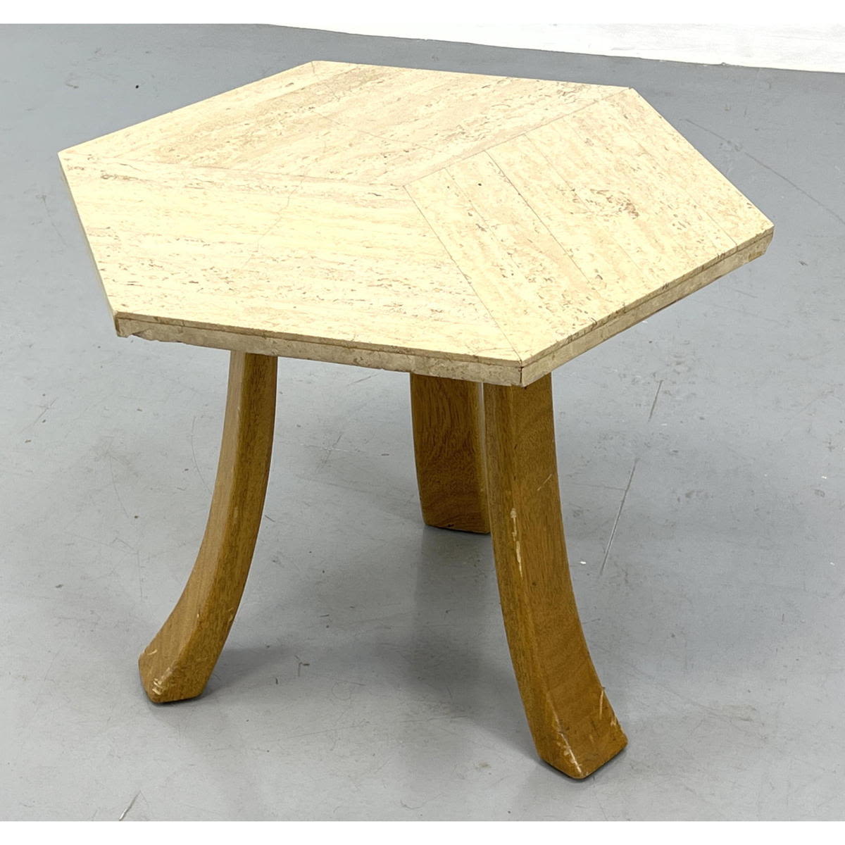 Appraisal: Harvey Probber Hexagonal Terrazzo Side table with swag legs Dimensions