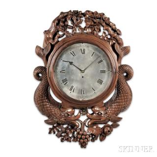 Appraisal: Carved Walnut Gallery Clock England late th century a -in