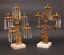 Appraisal: A Pair of Gilt Candleabra Early Mid th Century A