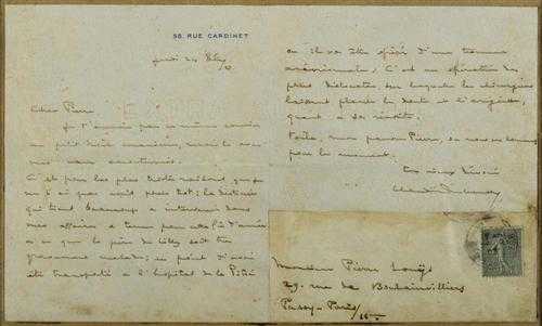 Appraisal: DEBUSSY Claude - LOUYS Pierre Autograph signed letter dated December