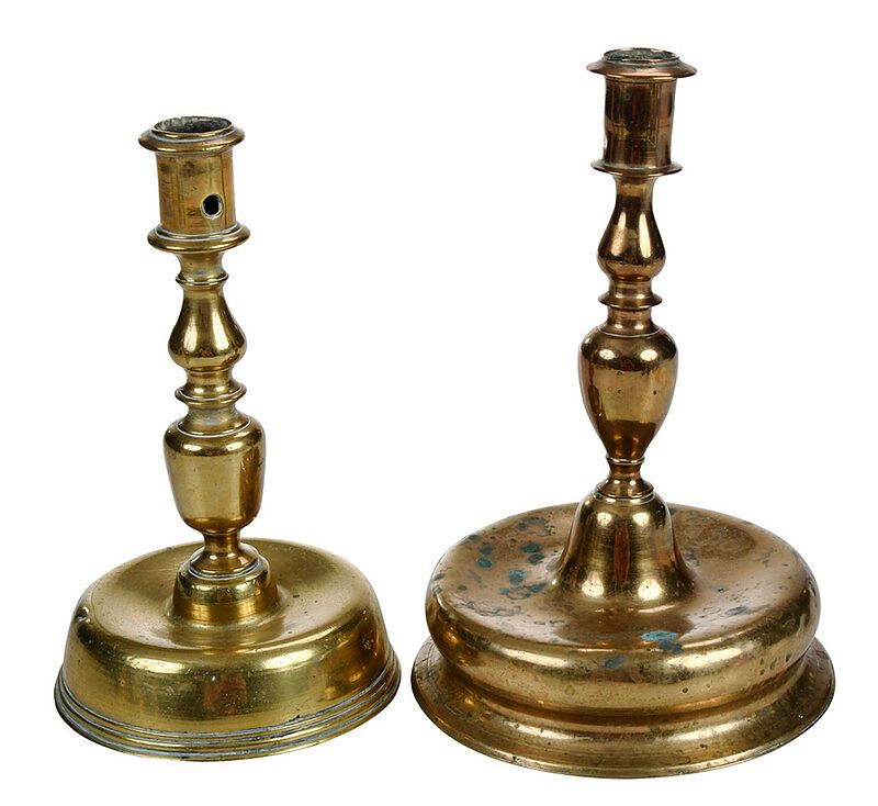 Appraisal: Two North European Brass Candlesticks late th early th century