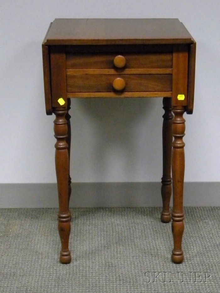 Appraisal: Federal Cherry Drop-leaf Two-Drawer Work Table