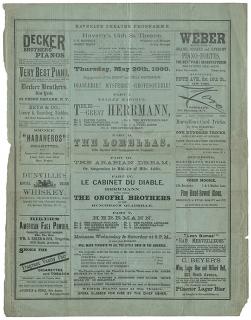 Appraisal: Haverly s Theatre Program Herrmann Alexander and Adelaide Herrmann Alexander