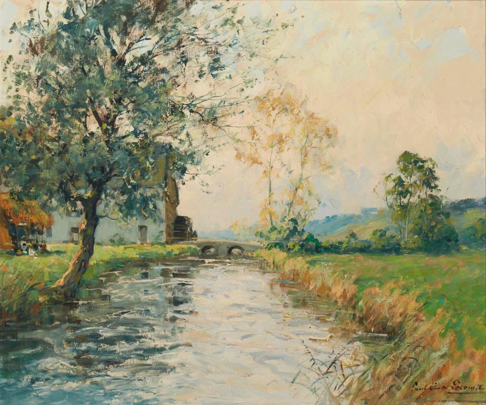 Appraisal: Paul Emile Lecomte - French A French canal scene Oil