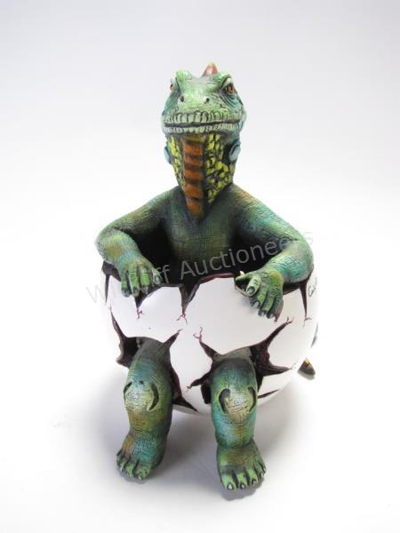 Appraisal: Carlos and Albert Iguana in Egg Sculpture depicting a iguana